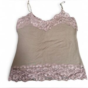 Urban Behavior Y2K Lace Trim Cami Tank Brown Beige Size Large